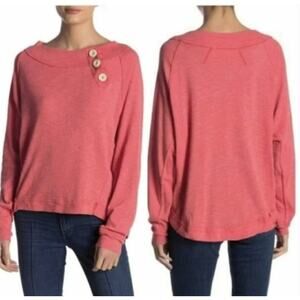 Free People We The Free Don't Forget Me Pink Slub Asymmetrical Henley Small